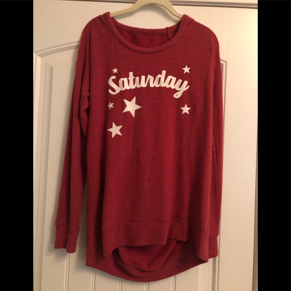 Chaser “Saturday” Washed Red Sweatshirt
